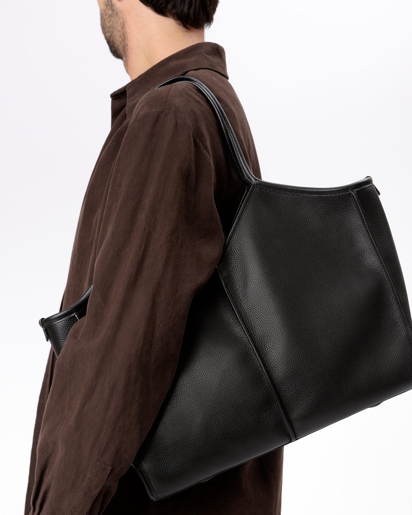 CALELLA SQUARED MEDIUM GRAINY - Leather-trimmed Tote Bag - Hereu for sale
