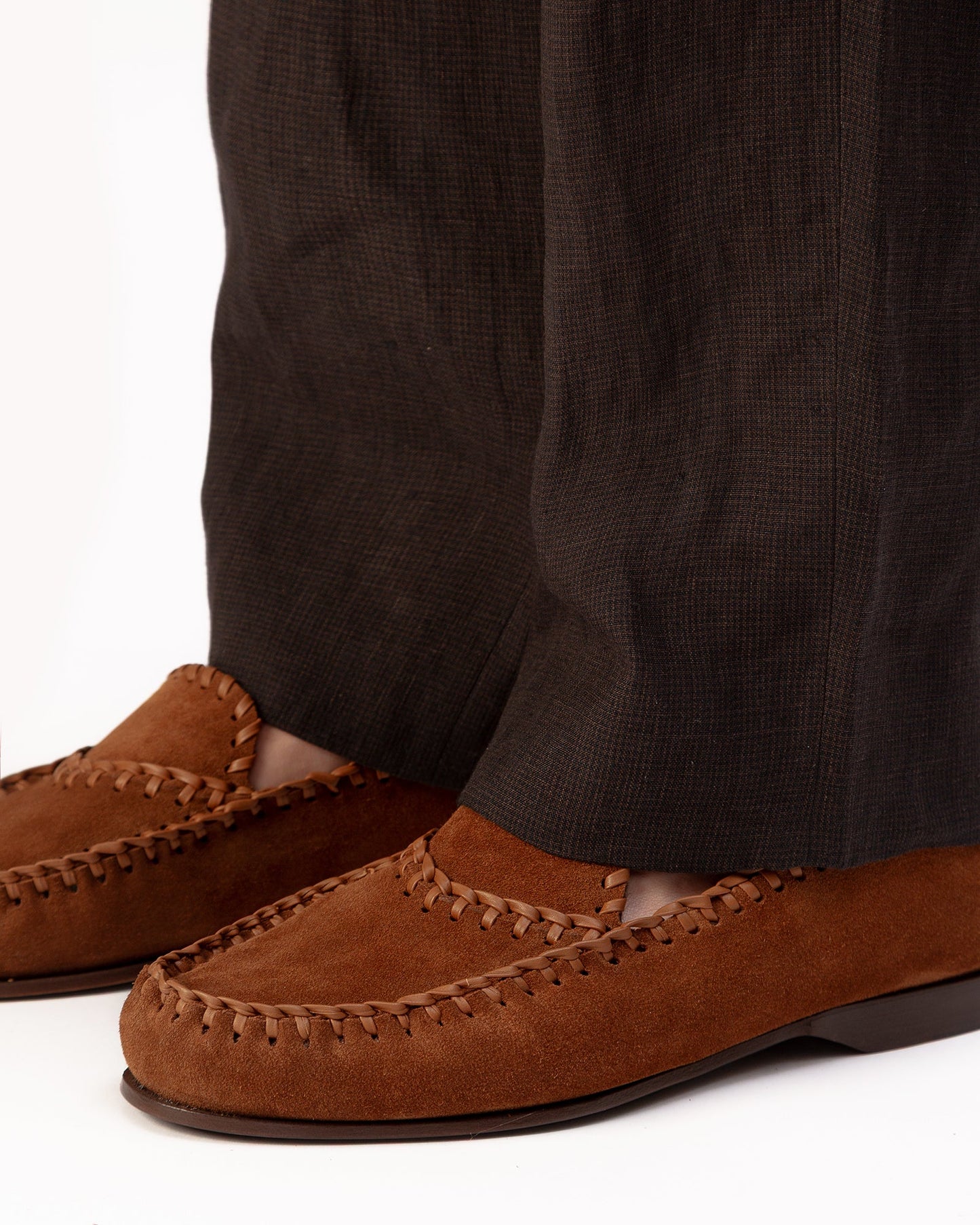 SASTRE SUEDE - Braided Seams Slip-on Loafer - Hereu discount