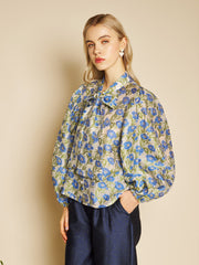 Tops Leaf Green, Blue Floral | Sister Jane for sale