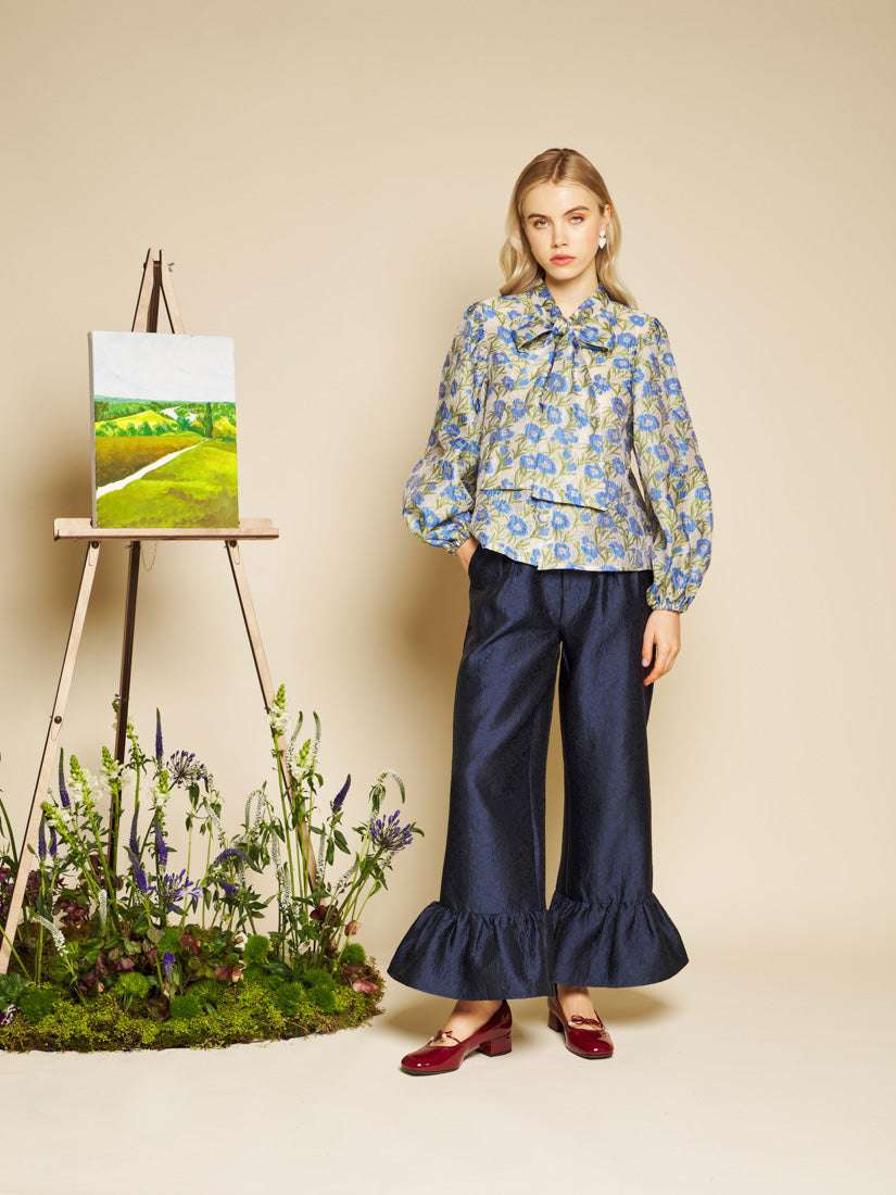 Tops Leaf Green, Blue Floral | Sister Jane for sale