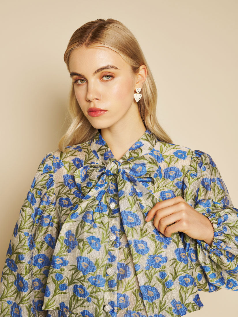 Tops Leaf Green, Blue Floral | Sister Jane for sale