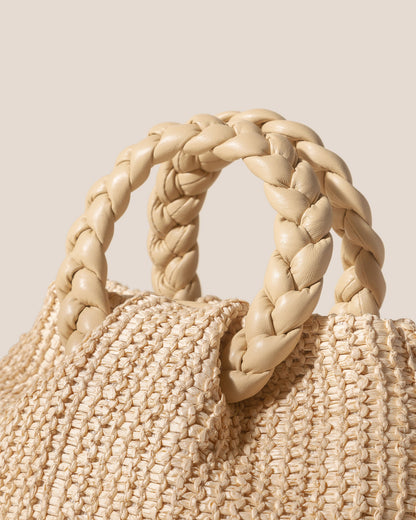 BOMBON M RAFFIA - Medium Plaited-handle Raffia Handbag - Hereu near me