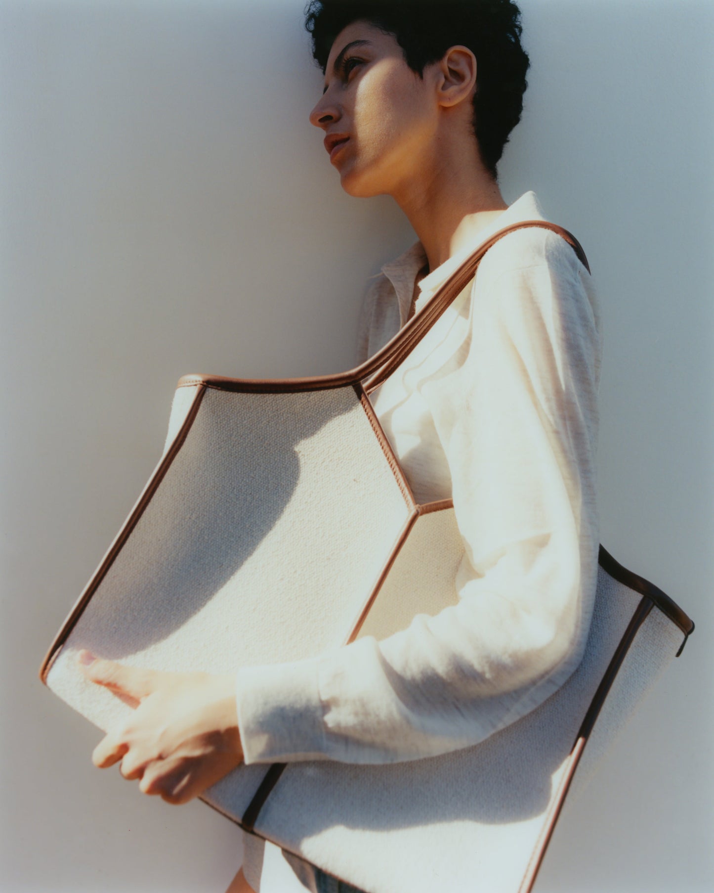 CALELLA SQUARED MEDIUM CANVAS - Leather-trimmed Tote Bag - Hereu outlet