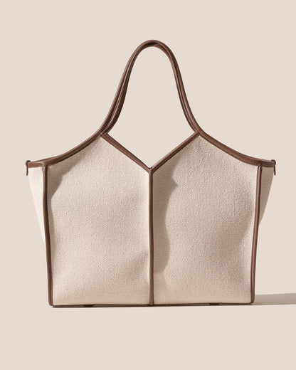 CALELLA SQUARED MEDIUM CANVAS - Leather-trimmed Tote Bag - Hereu outlet