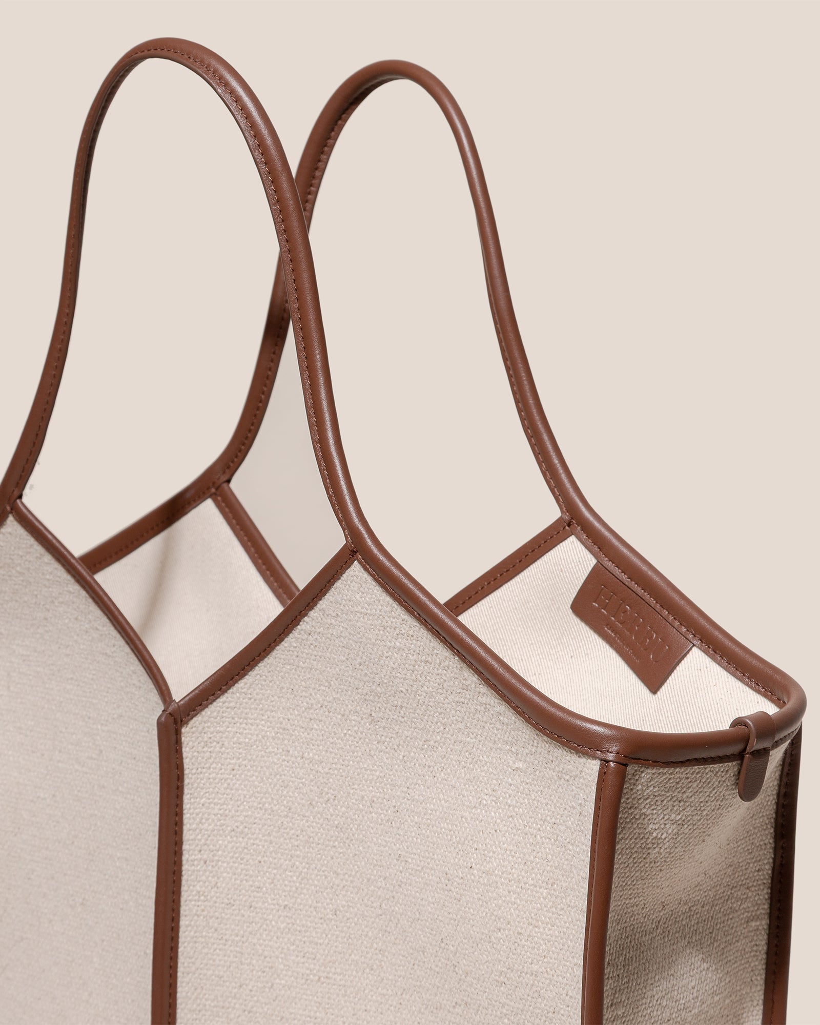CALELLA SQUARED MEDIUM CANVAS - Leather-trimmed Tote Bag - Hereu outlet