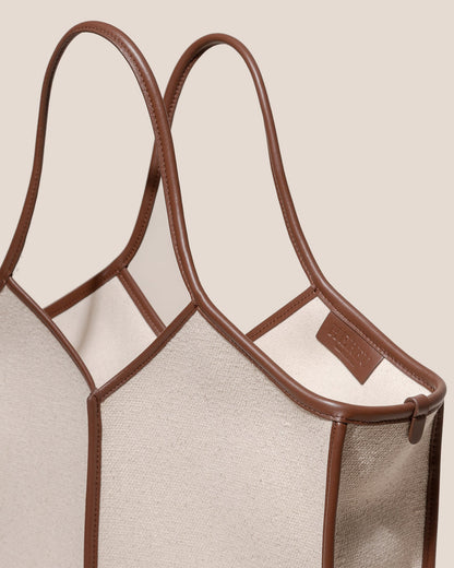 CALELLA SQUARED MEDIUM CANVAS - Leather-trimmed Tote Bag - Hereu outlet