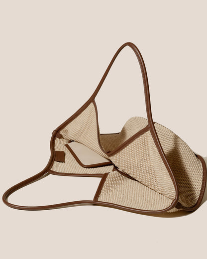 CALELLA SOFT RAFFIA - Leather-trimmed Tote Bag - Hereu for sale