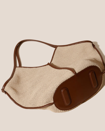 CALELLA SOFT RAFFIA - Leather-trimmed Tote Bag - Hereu for sale