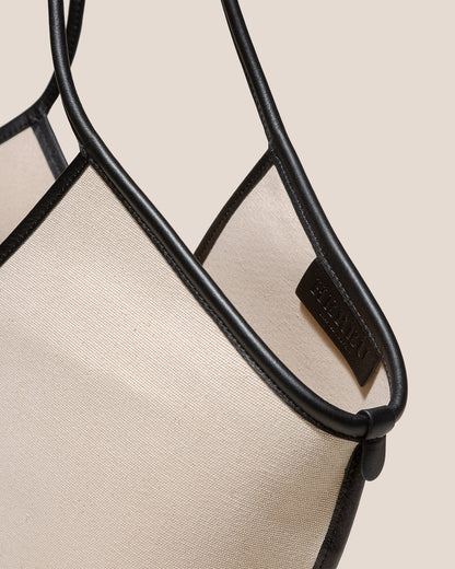 CALELLA - Leather-trimmed Organic Cotton Tote Bag - Hereu US