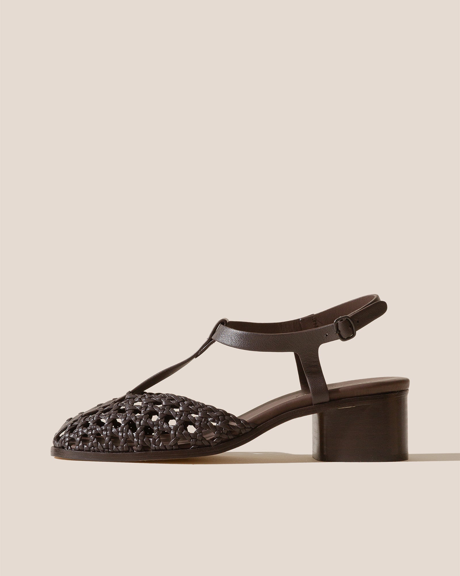 GABIA - Heeled Woven T-bar Sandal - Hereu US