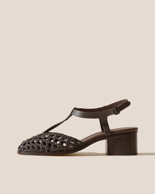 GABIA - Heeled Woven T-bar Sandal - Hereu US