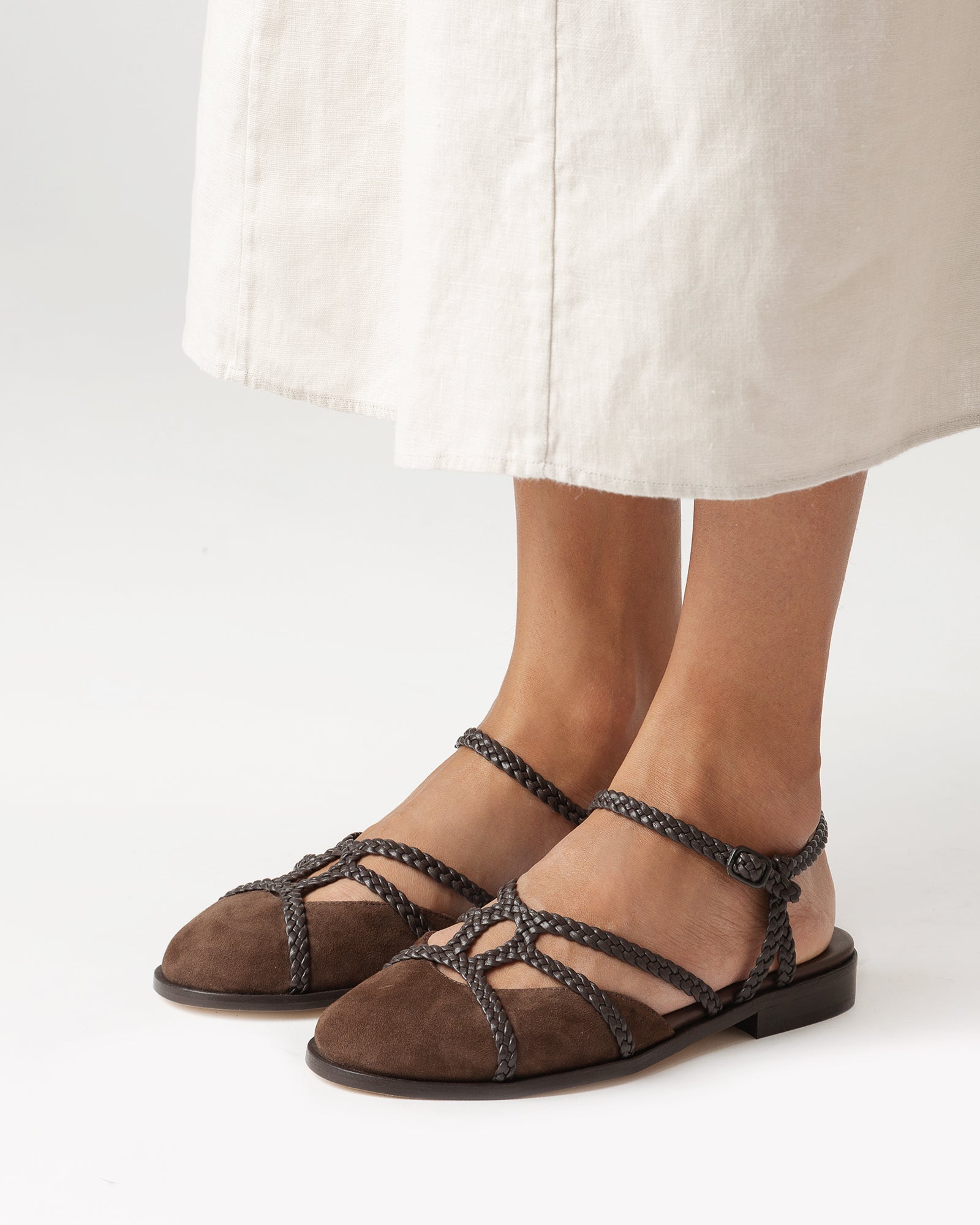 RANYA - Woven Round-Toe Sandal - Hereu outlet