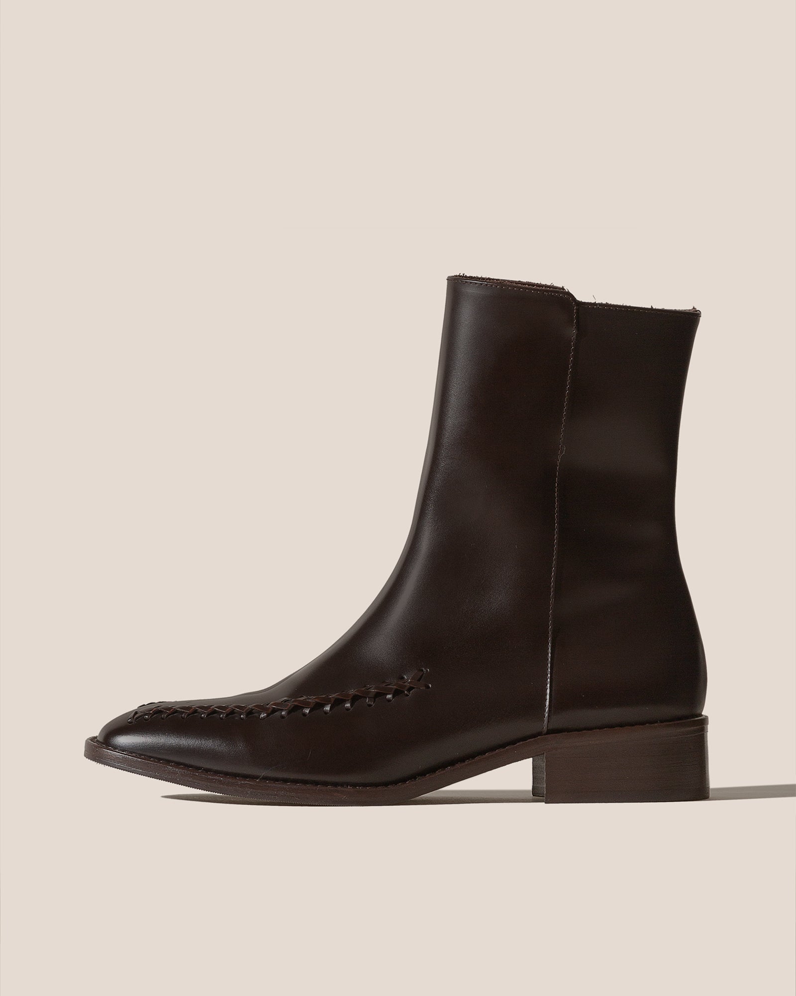 METLA POLISHED - Almond Toe Mid Calf Boot - Hereu for sale