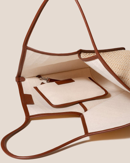 CALELLA RAFFIA - Leather-trimmed Tote Bag - Hereu outlet