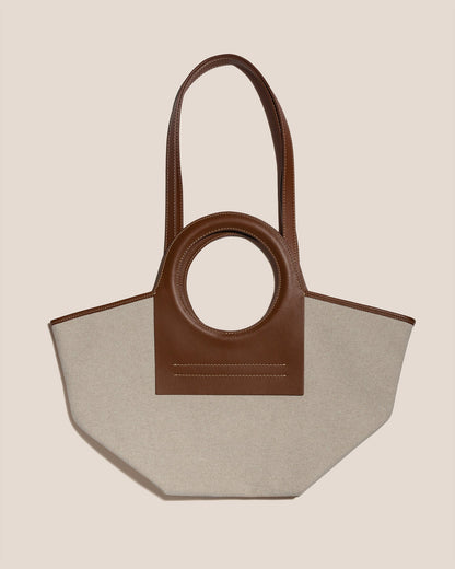 CALA S - Leather-trimmed Canvas Tote Bag - Hereu online
