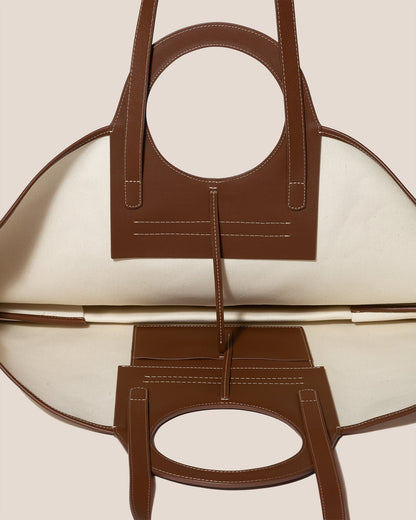 CALA S - Leather-trimmed Canvas Tote Bag - Hereu online