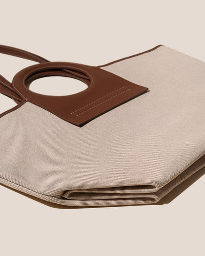 CALA S - Leather-trimmed Canvas Tote Bag - Hereu online