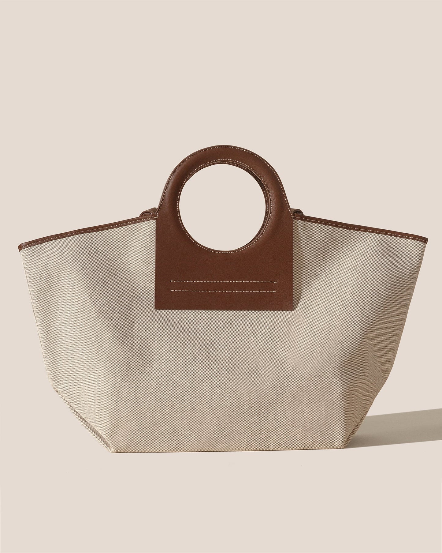 CALA L - Leather-trimmed Canvas Tote Bag - Hereu US