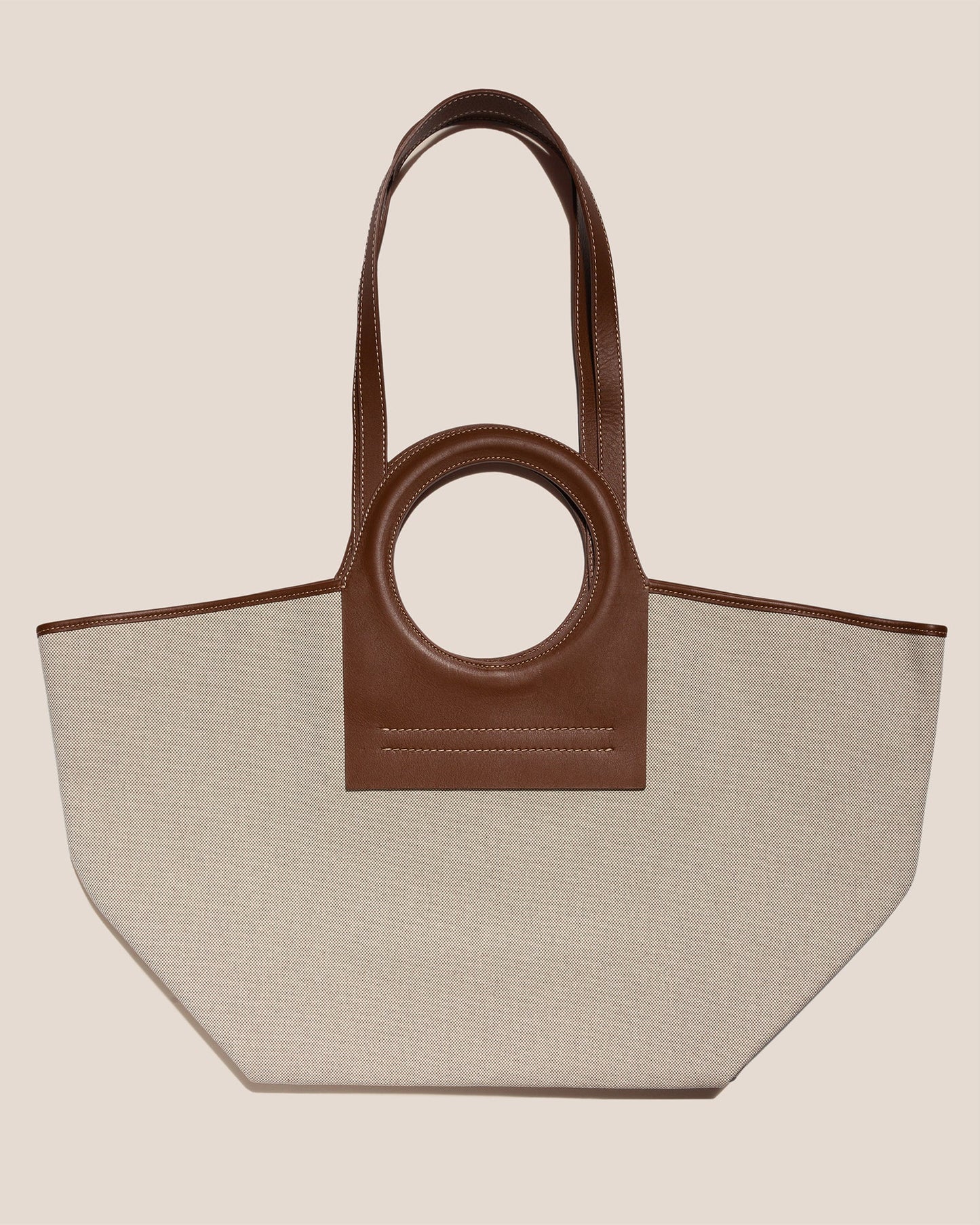 CALA L - Leather-trimmed Canvas Tote Bag - Hereu US