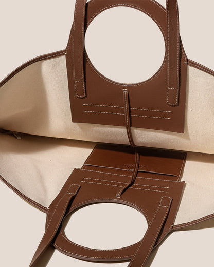 CALA L - Leather-trimmed Canvas Tote Bag - Hereu US