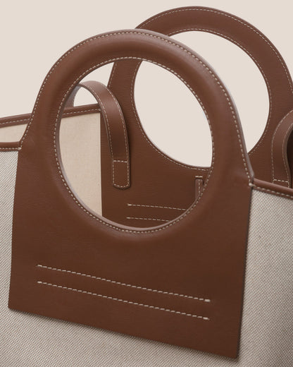 CALA L - Leather-trimmed Canvas Tote Bag - Hereu US