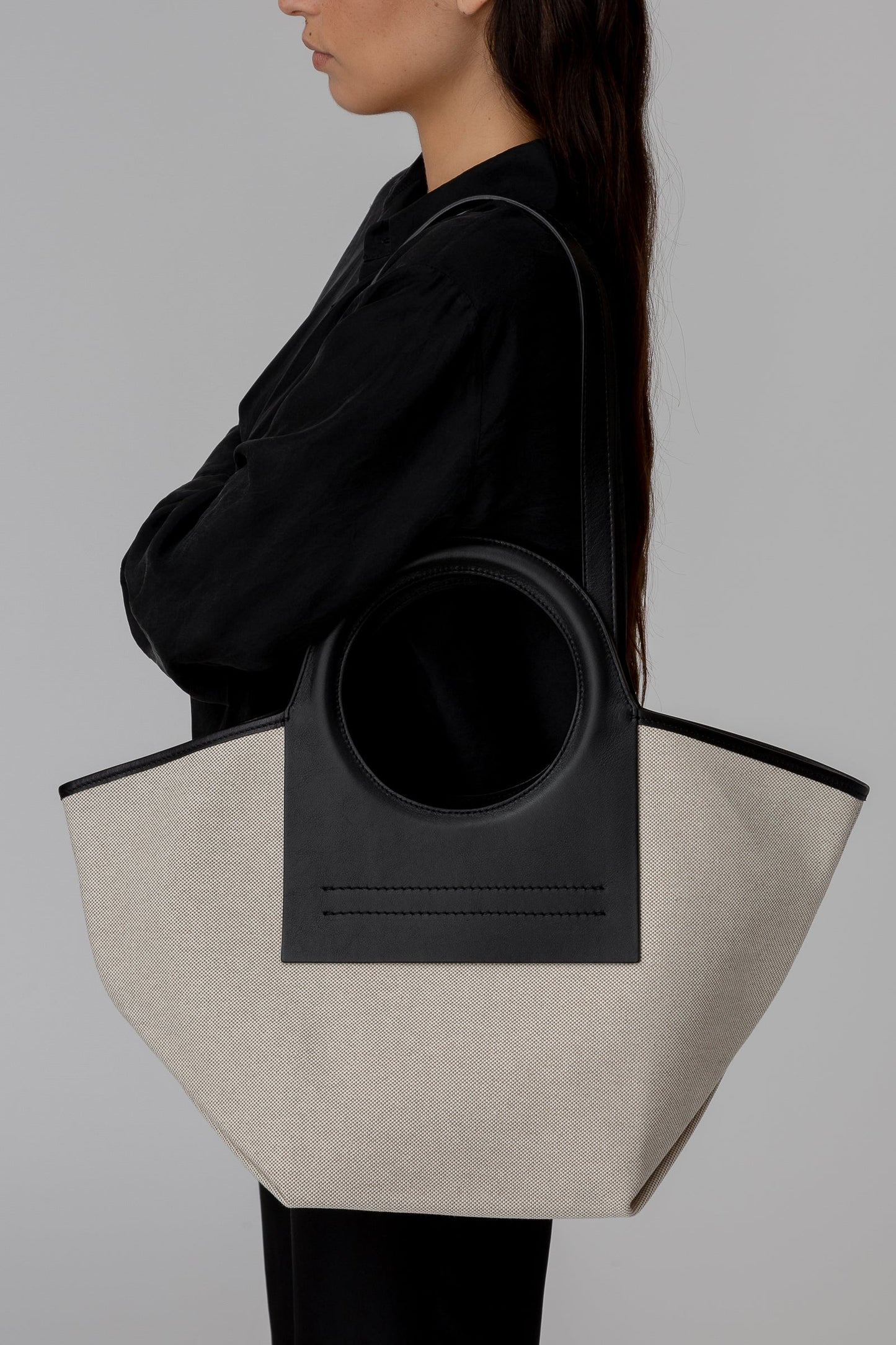 CALA S - Leather-trimmed Canvas Tote Bag - Hereu on sale
