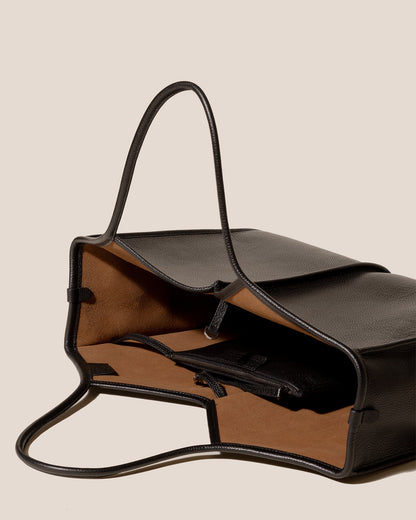 CALELLA SQUARED MEDIUM GRAINY - Leather-trimmed Tote Bag - Hereu for sale