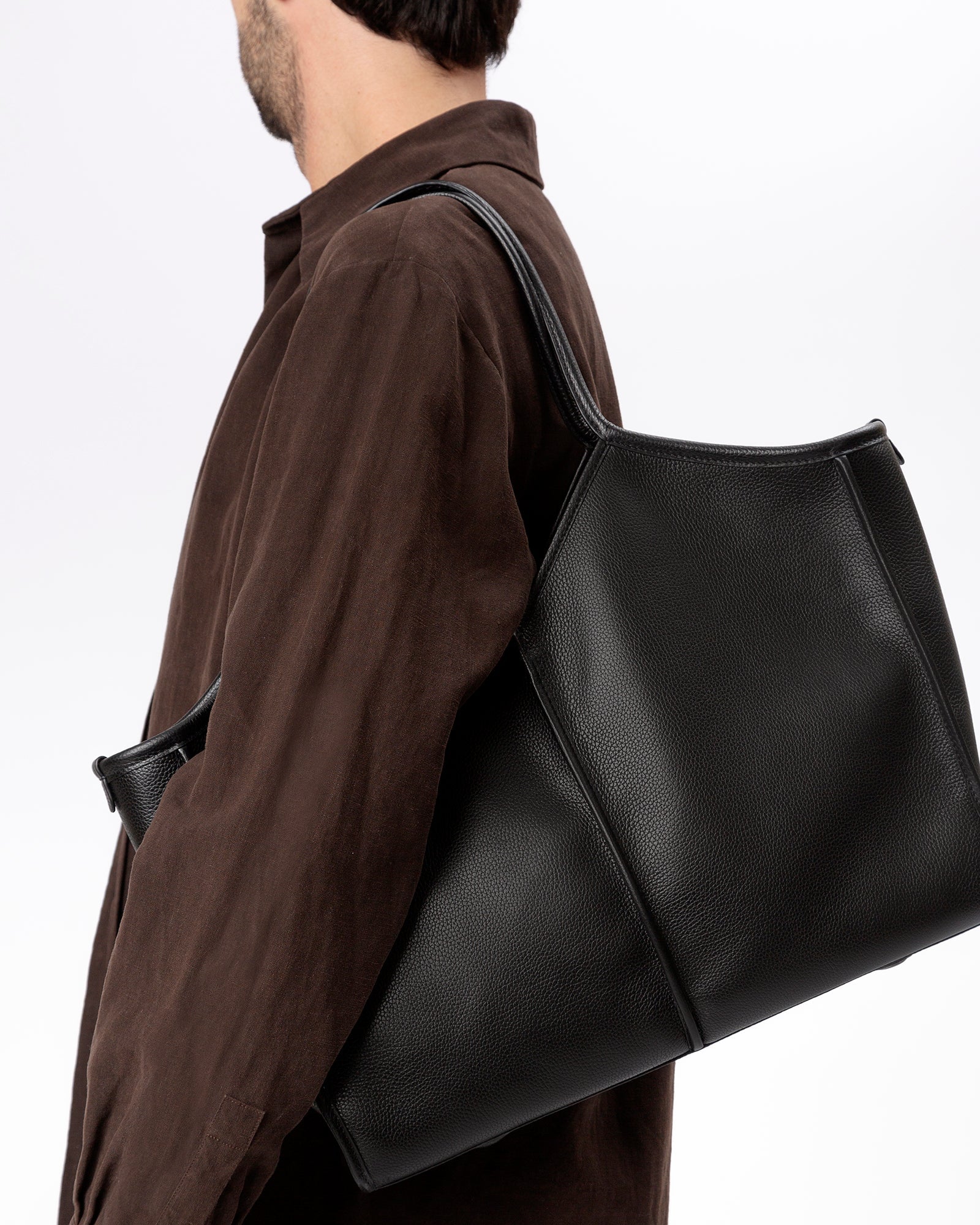 CALELLA SQUARED MEDIUM GRAINY - Leather-trimmed Tote Bag - Hereu for sale