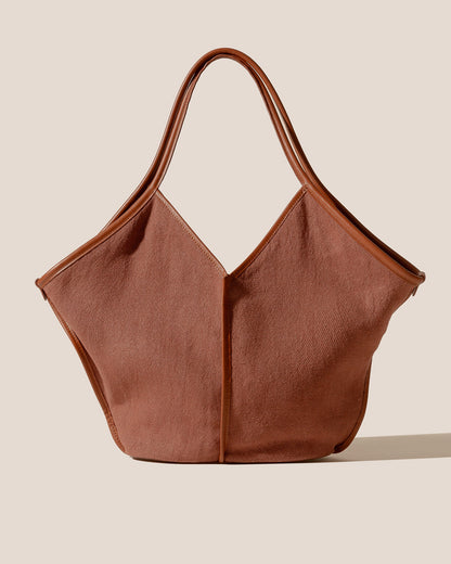 CALELLA SOFT LINEN - Leather-trimmed Tote Bag - Hereu sale