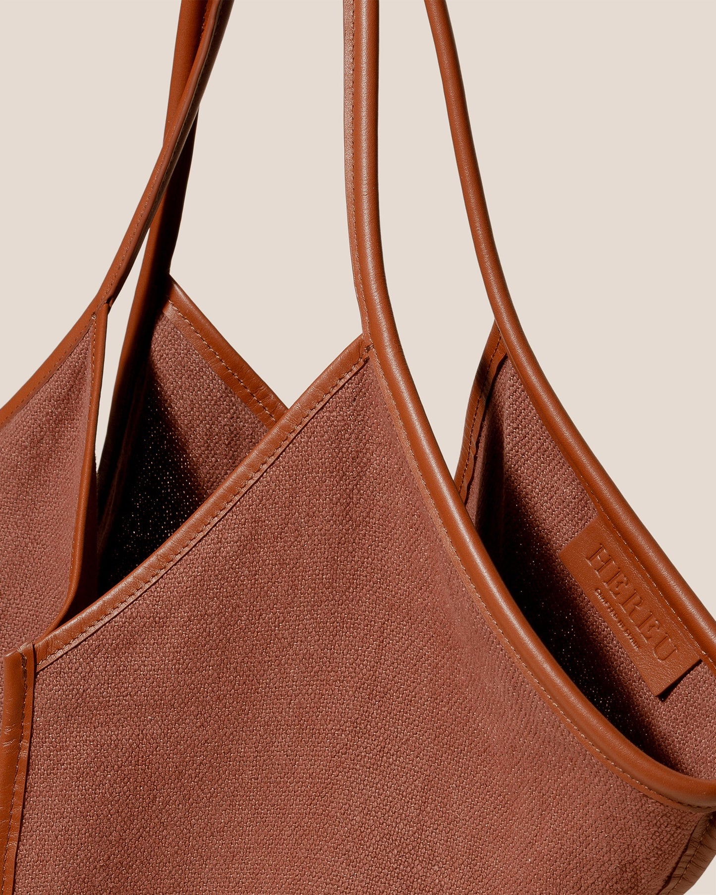 CALELLA SOFT LINEN - Leather-trimmed Tote Bag - Hereu sale