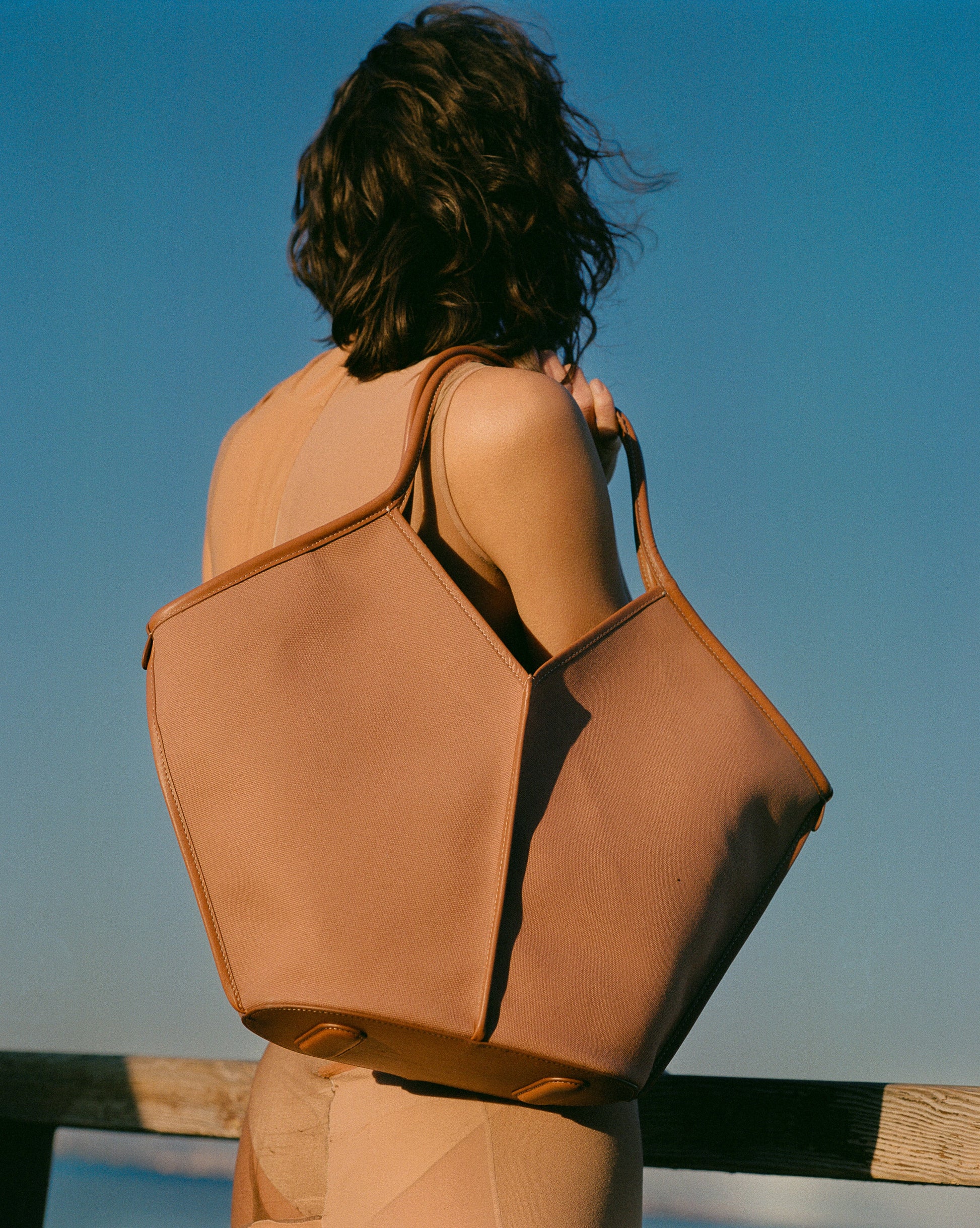 CALELLA - Leather-trimmed Organic Cotton Tote Bag - Hereu outlet