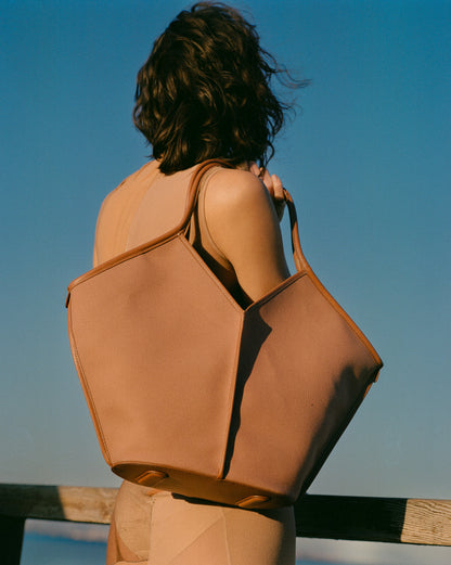 CALELLA - Leather-trimmed Organic Cotton Tote Bag - Hereu outlet