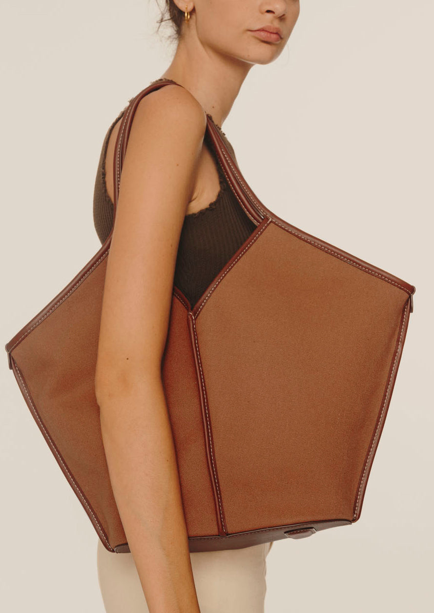 CALELLA - Leather-trimmed Organic Cotton Tote Bag - Hereu outlet
