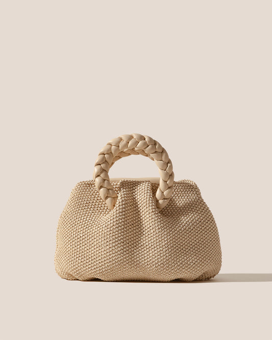 BOMBON M SOFT RAFFIA - Medium Plaited-handle Raffia Handbag - Hereu online