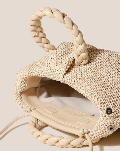 BOMBON M SOFT RAFFIA - Medium Plaited-handle Raffia Handbag - Hereu online