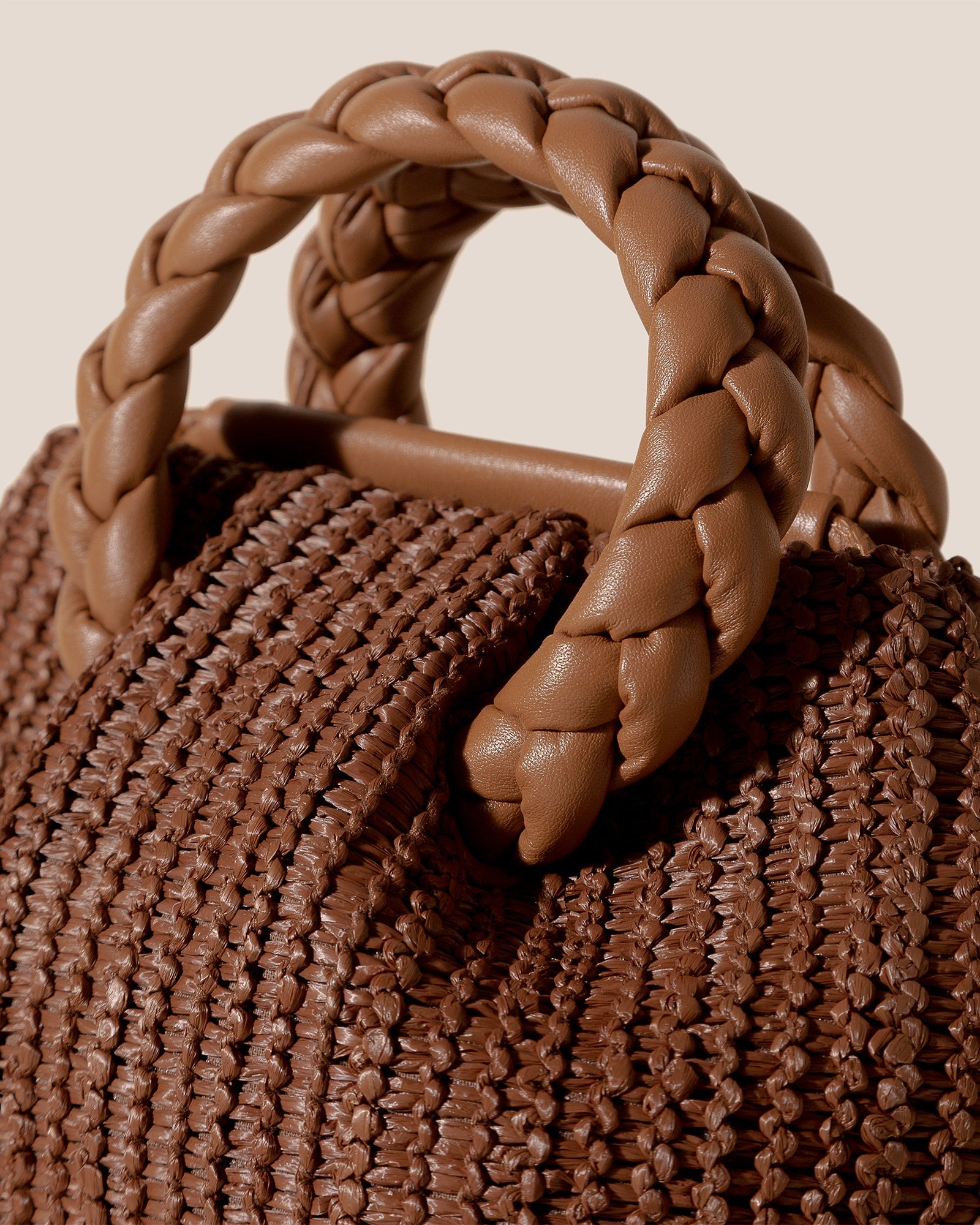 BOMBON M RAFFIA - Medium Plaited-handle Raffia Handbag - Hereu for sale