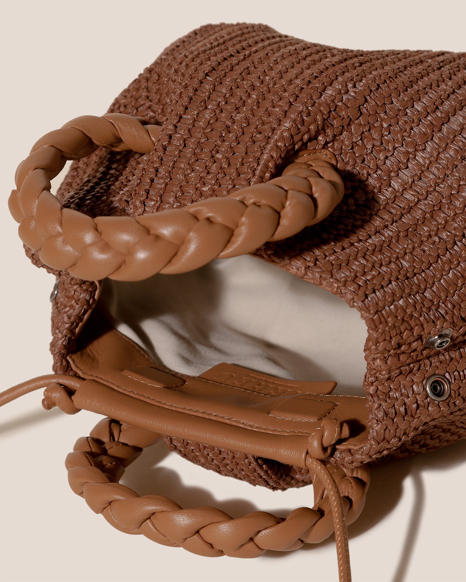 BOMBON M RAFFIA - Medium Plaited-handle Raffia Handbag - Hereu for sale