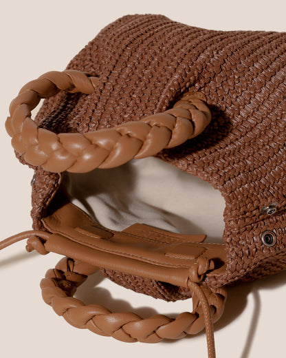 BOMBON M RAFFIA - Medium Plaited-handle Raffia Handbag - Hereu for sale