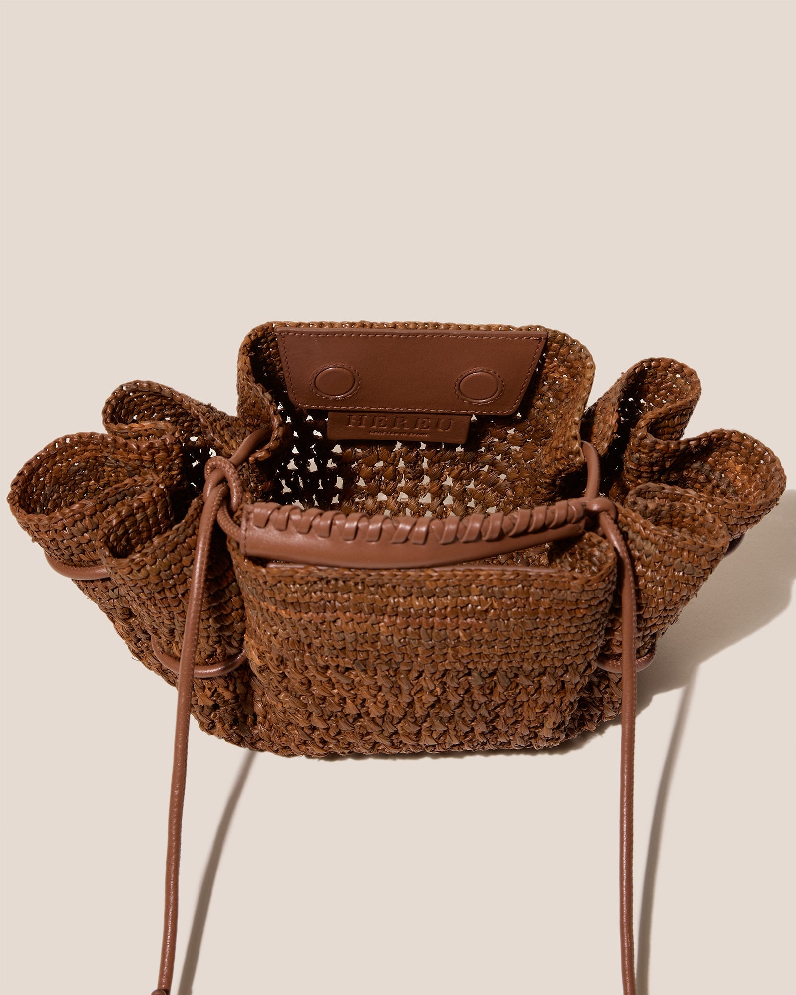 ARTA MINI CROCHET RAFFIA - Pleated Crossbody Bag - Hereu on sale