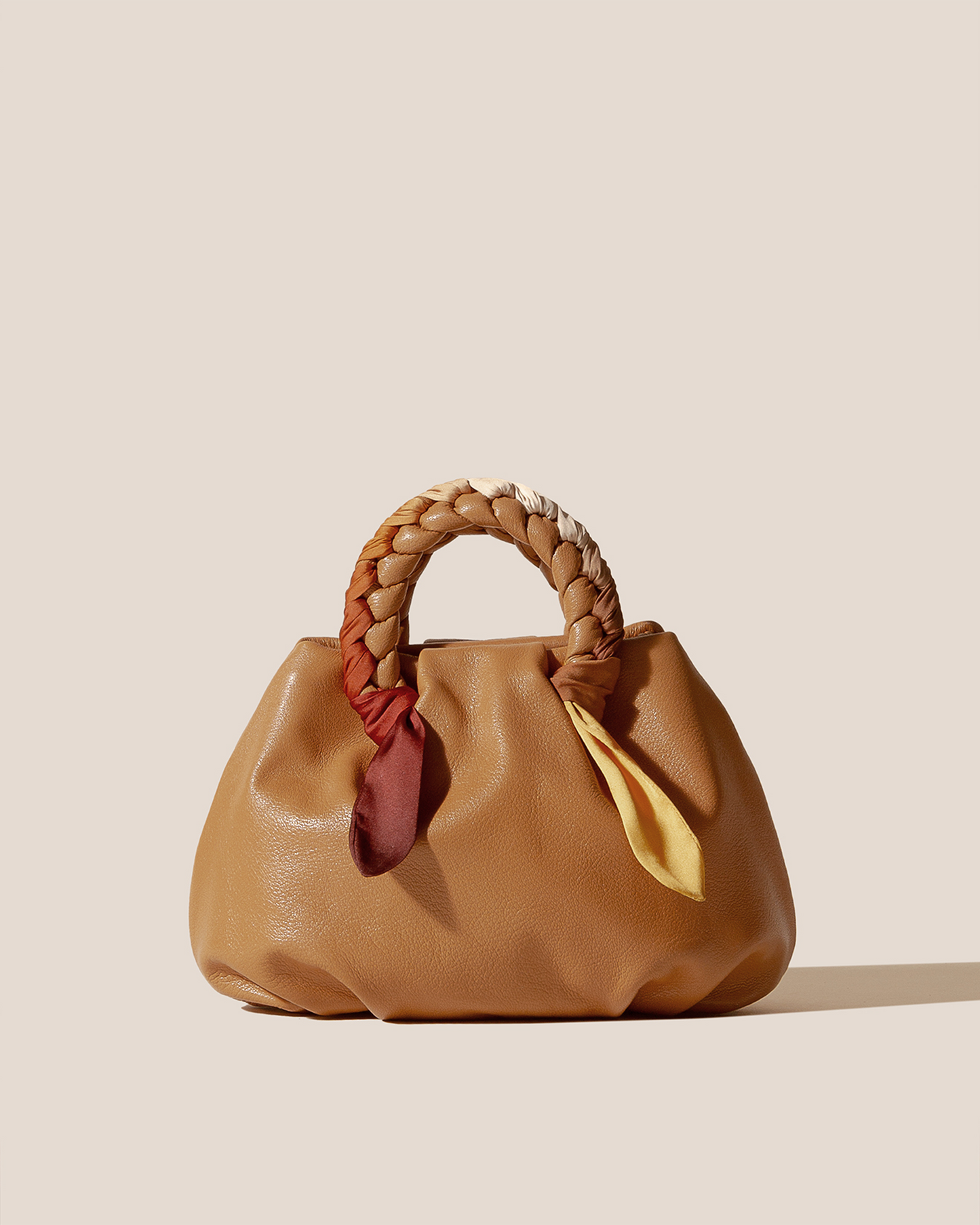 BOMBON M FOULARD - Medium Plaited-handle Leather Handbag - Hereu outlet