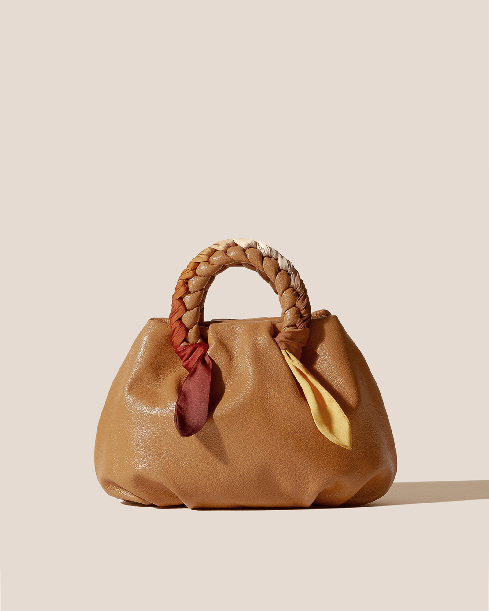 BOMBON M FOULARD - Medium Plaited-handle Leather Handbag - Hereu outlet