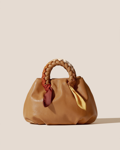 BOMBON M FOULARD - Medium Plaited-handle Leather Handbag - Hereu outlet