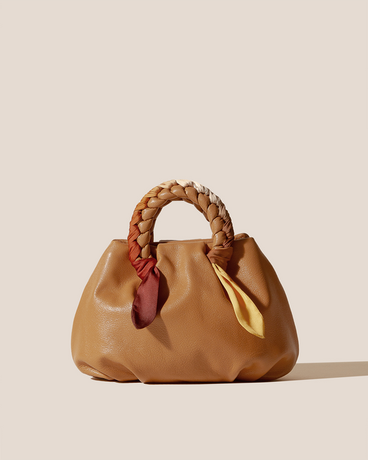BOMBON M FOULARD - Medium Plaited-handle Leather Handbag - Hereu outlet