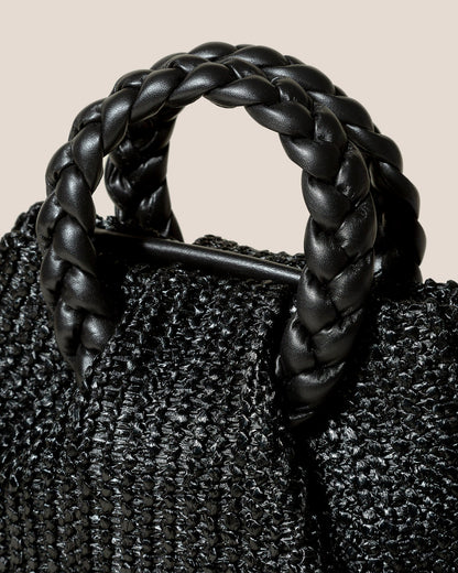 BOMBON M RAFFIA - Medium Plaited-handle Raffia Handbag - Hereu outlet