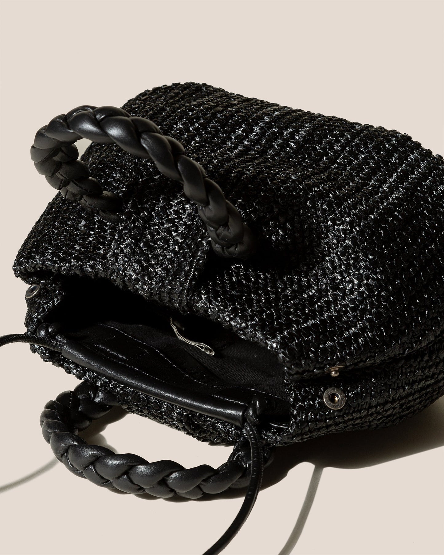 BOMBON M RAFFIA - Medium Plaited-handle Raffia Handbag - Hereu outlet