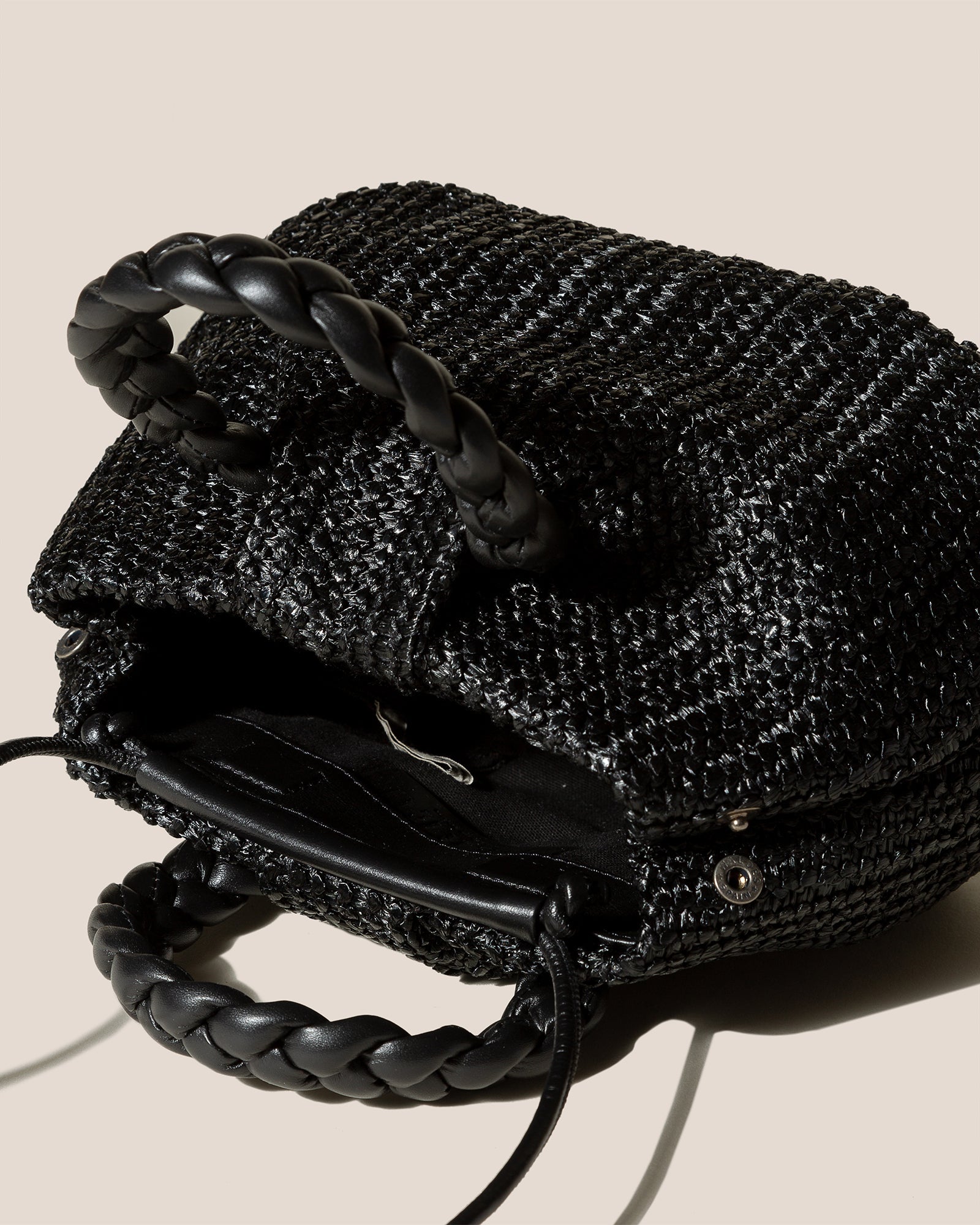 BOMBON M RAFFIA - Medium Plaited-handle Raffia Handbag - Hereu outlet