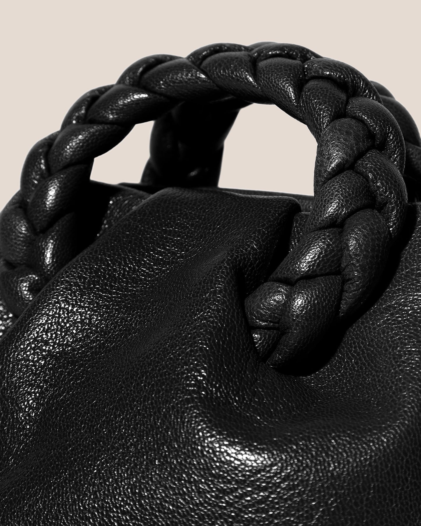 BOMBON SUPPLE SHINY - Plaited-handle Leather Handbag - Hereu on sale