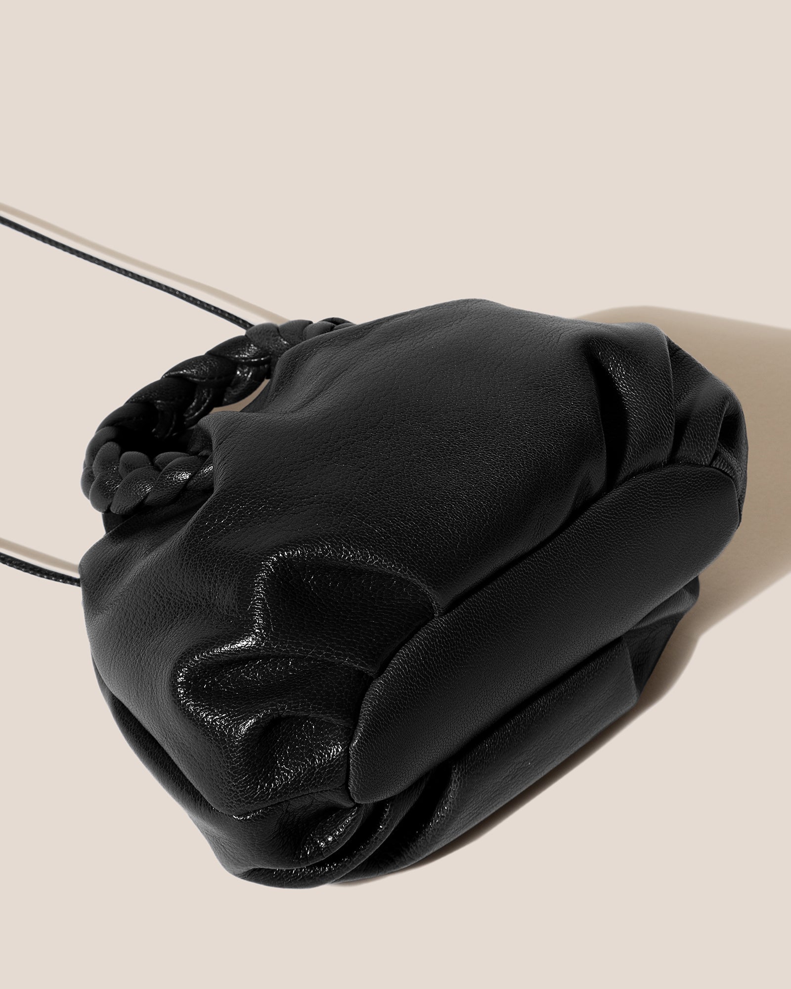 BOMBON SUPPLE SHINY - Plaited-handle Leather Handbag - Hereu on sale