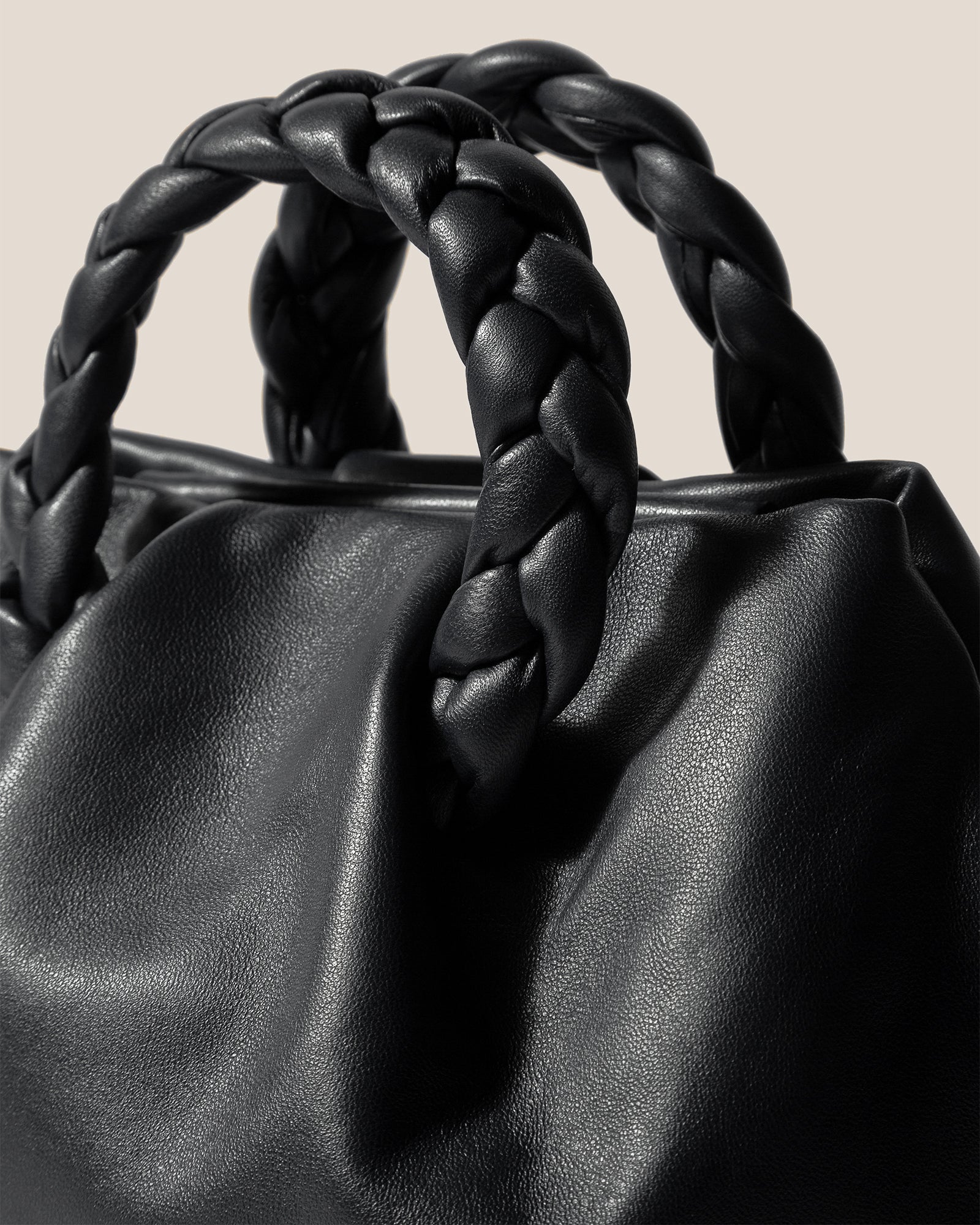 BOMBON M - Medium Plaited-handle Leather Handbag - Hereu discount