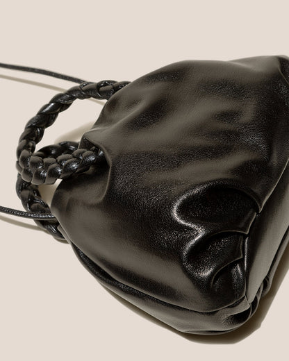 BOMBON M SUPPLE SHINY - Medium Plaited-handle Leather Handbag - Hereu US